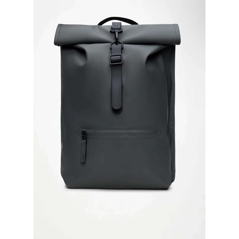 Rains Rolltop Rucksack W3 Unisex One Size Black Waterproof Laptop Backpack 13320